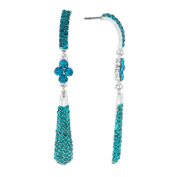 Blue Crystal Pendulum Dangle Earrings