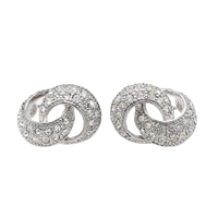 Fashion Statement Sparkling Diamond Crystal Interlocked Circles Silver-Toned Post Earrings