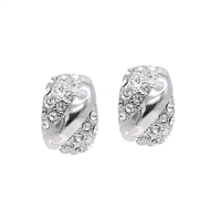 Fashion Statement Sparkling Diamond Crystal Silver-Toned Post Earrings