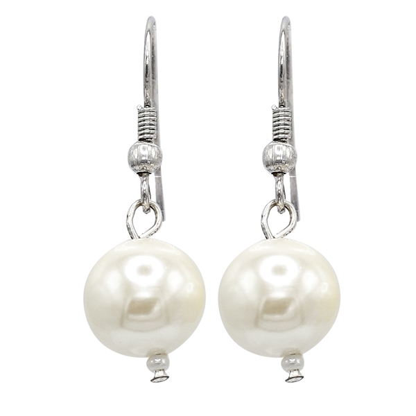 Beautiful Elegant & Stylish Glossy Cream Pearl Fish Hook Earrings