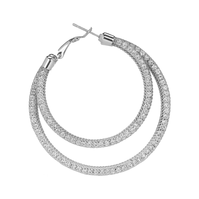 THE DOUBLE LOOP CRYSTAL EARRINGS | SILVER