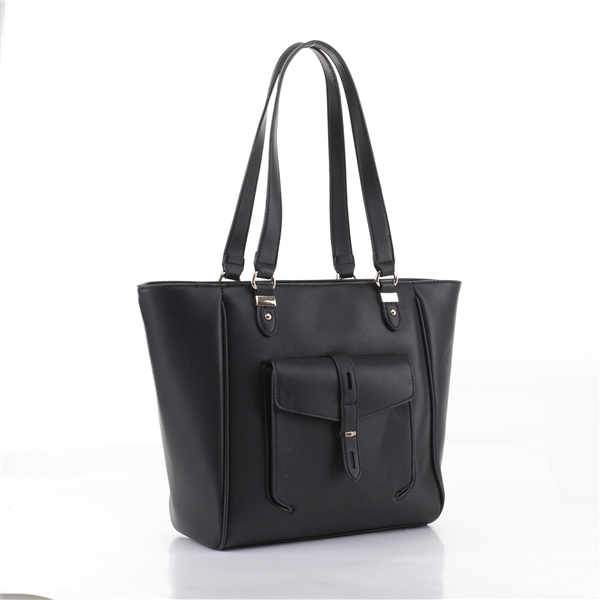 Stylish & Classy Black Faux Leather Essential Tote Satchel Handbag