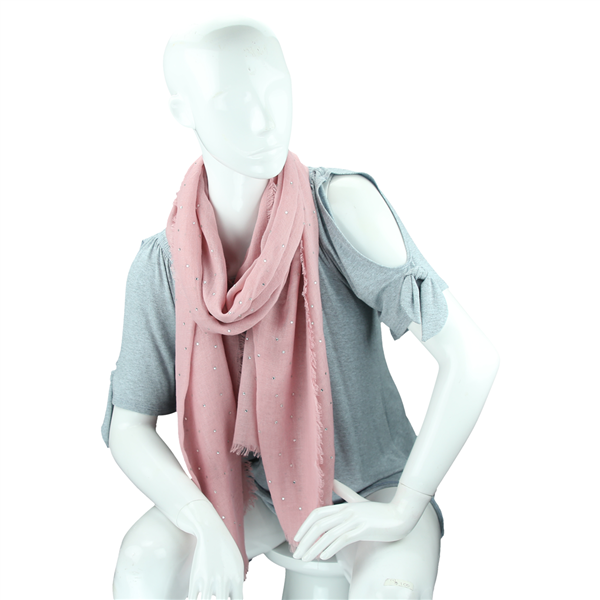 Fashionable Lightweight Sparkled Thin Light Pink Fringed Scarf
