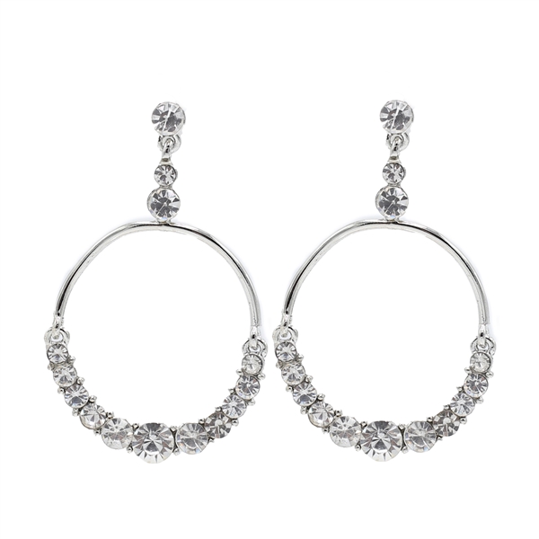 Unique Sparkling Diamond Crystal Round Post Backing Drop Earrings