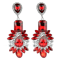 Red Stone Crystal Stud Dangle Earrings