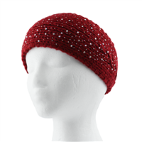 Speckled Clear Crystals on Burgundy Acrylic Soft Winter Headband Ear Warmer