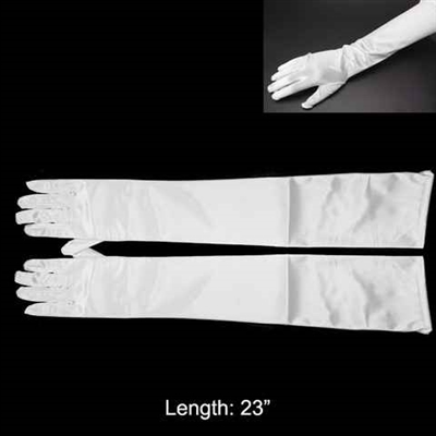 WHITE FORMAL GLOVES | LONG SATIN