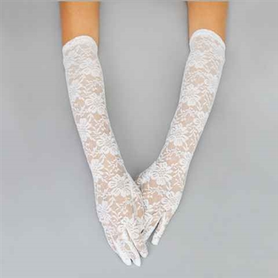 WHITE FORMAL GLOVES | LONG LACE