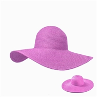 Fashion Solid Lavender Packable Sun & Beach Wide Brim Paper Straw Floppy Hat