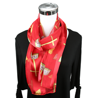 Red Church Inspired Print Scarf