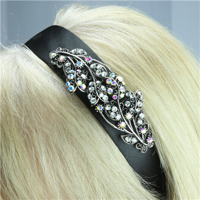 Sparkling Clear & Iridescent Crystal Flower & Stem Decorative Arched Headband