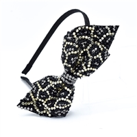Sparkling Colored Crystal Spotted Bow Thin Arched Headband