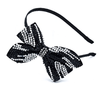 Sparkling Colored Crystal Striped Bow Thin Arched Headband