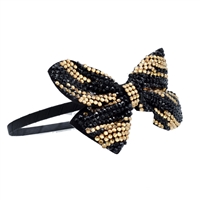 Sparkling Colored Crystal Striped Bow Thin Arched Headband