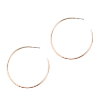 Polished Thin Rounded Rose Gold Open Hoop Stud Earrings