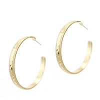 Classy & Stylish Hammered Textured Gold Open Hoop Stud Earrings