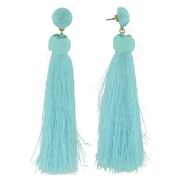 Lt. Blue Hula Tassel Wholesale Earrings