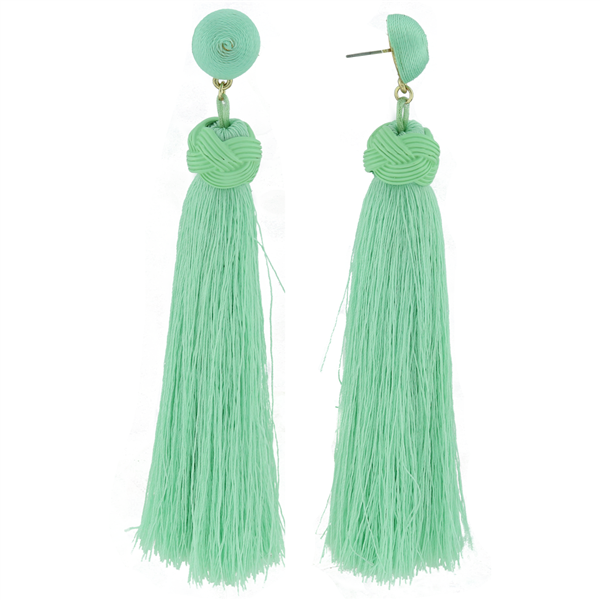 Mint Hula Tassel Wholesale Earrings