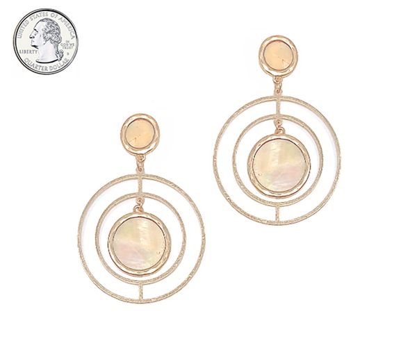 Ivory Natural Circular Stud Gold Earrings