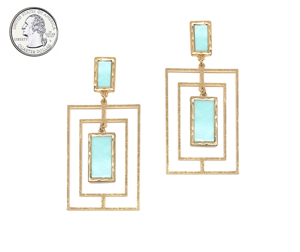 Mint Squared Stud Gold Earrings