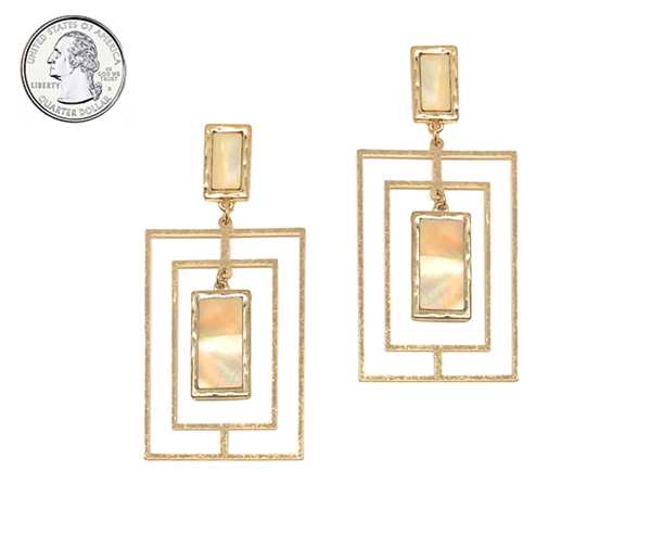 Ivory Natural Squared Stud Gold Earrings