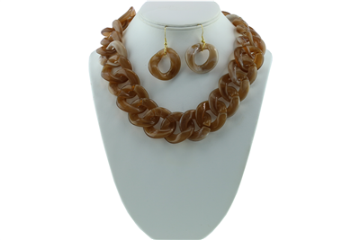 BROWN ROUND LINK NECKLACE