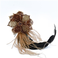 Sparkling Crystal Beaded Brown Feathery Brooch Pin