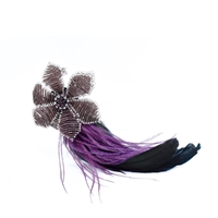 Sparkling Crystal Beaded Purple Feathery Brooch Pin