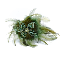 Sparkling Crystal Beaded Green Feathery Hair Clip