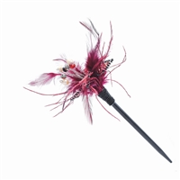 Sparkling Colored Crystals & Colored Beaded Flower Burgundy Feathery Hair Stick