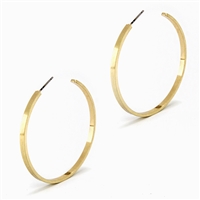 Chic Flat Open Matte Gold Hoop Stud Earrings