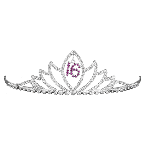 SWEET "16" CRYSTAL CROWN TIARA | FUCHSIA