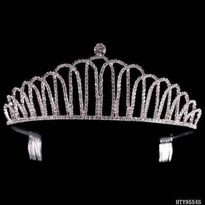 ARCHED CRYSTAL CROWN TIARA | SILVER