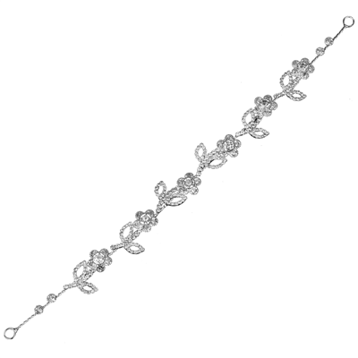 Small Sparkling Clear Crystals Flower & Stem Design 11.5" Bobby Pin Hair Piece