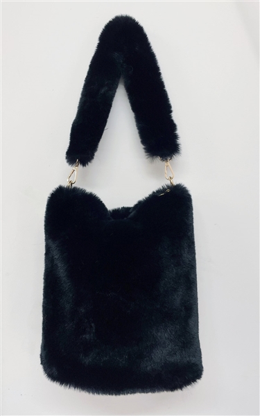 Black Warm & Cozy Soft Faux Fur Fashion Shoulder Bag