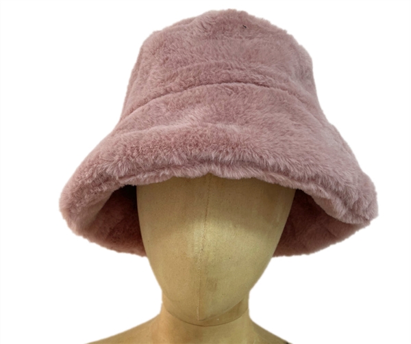 Pink Warm & Cozy Soft Faux Fur Fashion Bucket Hat
