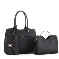 Chic & Stylish Faux Leather Black Wholesale Handbag Set