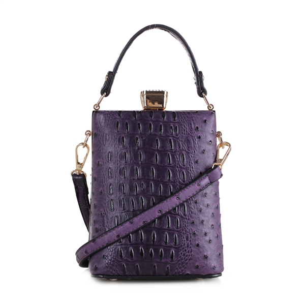 Purple Faux Alligator Skin Capsule Crossbody Handbag