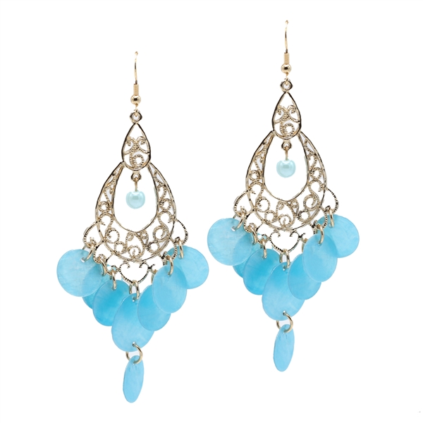 Stylish Thin Acrylic Charms Gold-Toned Oval Shaped Fish Hooks Dangle Earrings
