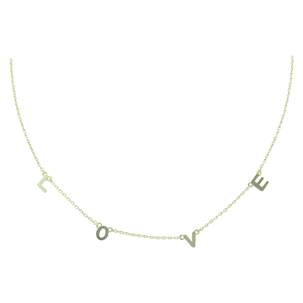 Simple & Chic L-O-V-E Wording Gold Toned Necklace