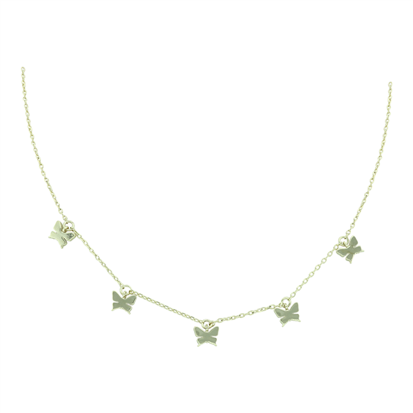 Lively & Fluttering 5 Small Butterfly Charm Gold Toned Necklace