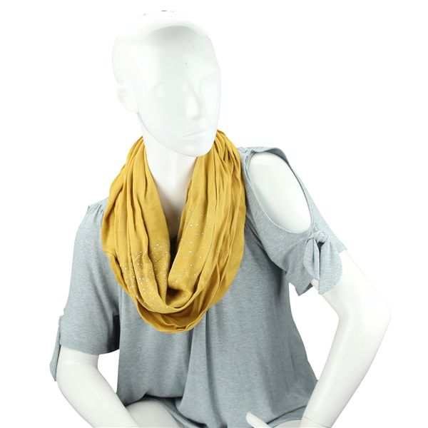 Fashionable Lightweight Stylish Sparkling Crystals Gold Infinity Scarf