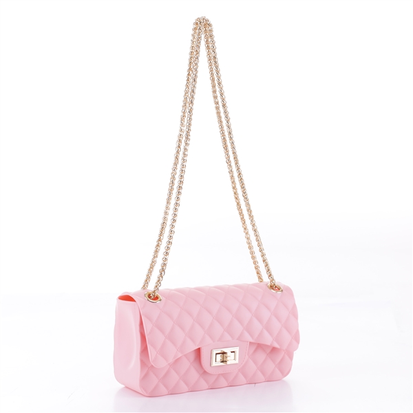 Cute & Gorgeous Pink Faux Rubber Diamond Quilted Crossbody