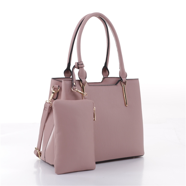 Stylish Mauve Pink Faux Leather Infinite Satchel Handbag Set