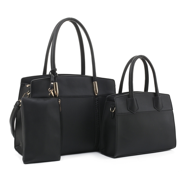 Stylish Timeless 3 Piece Black Trinity Satchel Set