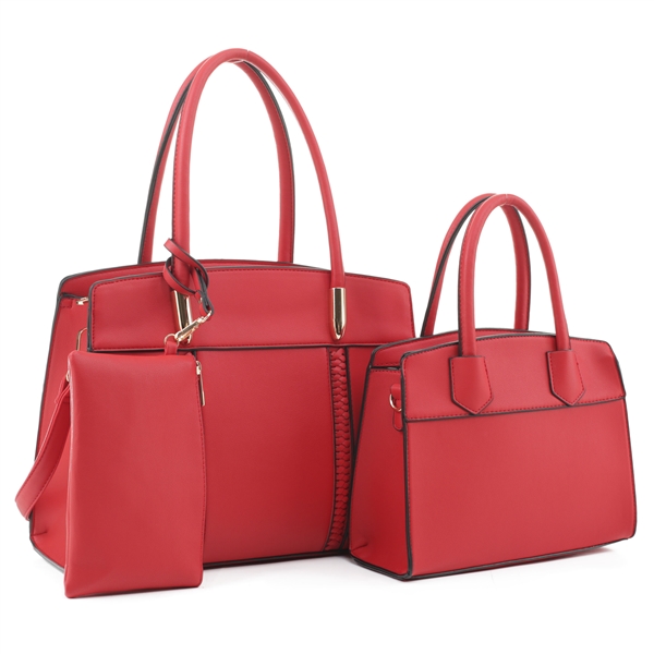 Stylish Timeless 3 Piece Red Trinity Satchel Set