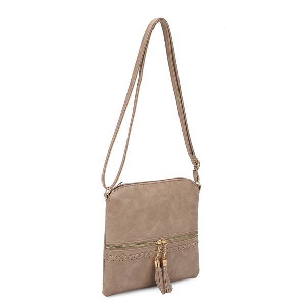 Chic Light Taupe Faux Leather Fashion Shoulder Crossbody