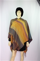 Fashion Multi-Colored Striped Patterned 100% Acrylic Shawl Wrap