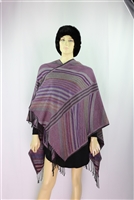 Fashion Multi-Colored Striped Patterned 100% Acrylic Shawl Wrap