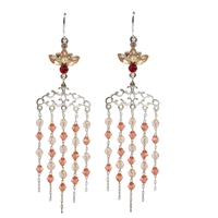 Fashion Colored Crystals & Colored Translucent Beads Silver-Toned Fish Hook Earrings